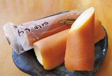 小田屋の人気No.1商品である「薩摩わかあゆ」。甘さを抑えた皮と求肥餅の柔らかさがおいしさの秘密だ