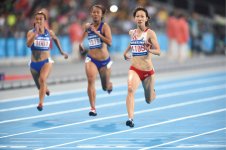 第17回アジア競技大会（26年）陸上女子100m予選での福島千里選手。このときは銀メダルを獲得した