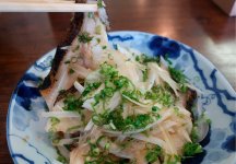 須崎名物のウツボのたたき。最近は高知市でもウツボがよく食べられているが、もともとは須崎の名物だった
