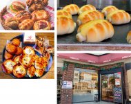 ちくわとパンのコラボは抜群（右）、札幌市内に9店舗ある「どんぐり」（右下）、ベーコンエッグやフィッシュサンドなども人気（左上）。天候などの影響によって、やむを得ず売れ残ってしまったパンを配送する「もったいないセット」（左下は3200円の例）