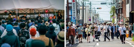 市内の道路を歩行者天国にした回遊型の音楽祭「結いのおと」には１万2000人が訪れた