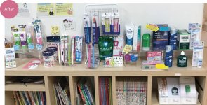 ラック全面を商品ディスプレーコーナーに変更。ケースから出し、高低差を付けたことで手に取りやすくなり、１カ月の商品売り上げが８倍に増加