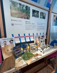 万博に出展するお面。自然素材のため厚さが均一でなく、プレスする際の調整が難しい