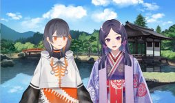 紫式部が暮らしたまち越前市公認VTuber「紫式部」（右）と「若紫まい」（左）