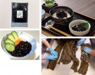 炊き立てのご飯にたっぷりのせて味わう幸せな時間（右上）、北海道産の昆布を丁寧に手洗いして使用する（右下）、1.3kg入りの徳用パッケージもある（左上）、昆布は毎日食べたい食品の一つ（左下）