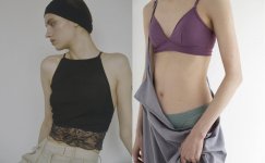 自社ブランドのAROMATIQUE（左）とayame（右）。インナーウエアを通じて“本物の心地好さ”を追求