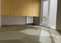 幾何学模様の「デザイン畳」は一般住宅からの注文も多い。洋風の部屋にも合うようにデザインされている
