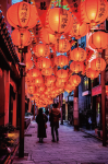 中心市街地を彩る中国ランタンやオブジェの装飾